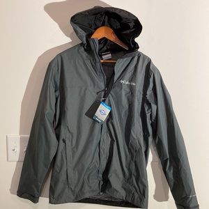 NEW NWT Columbia Men’s Watertight ll gray hooded full zip Rain Jacket